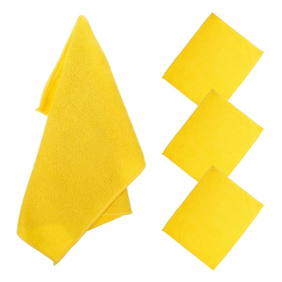 WHAMVOX 4Pcs Kitchen Dish Towels Yellow Microfiber Water Absorbing Reusable Towels for Kitchen and Bathroom Use