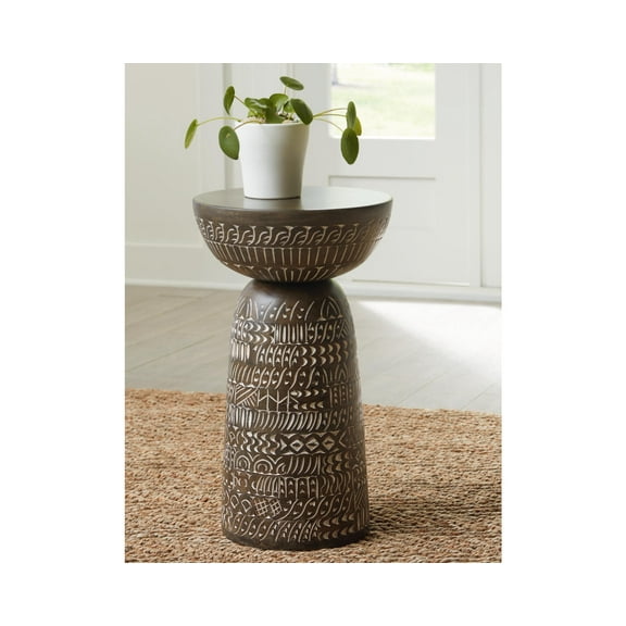 Signature Design by Ashley Hadcher Eclectic  End Table, Cream & Brown