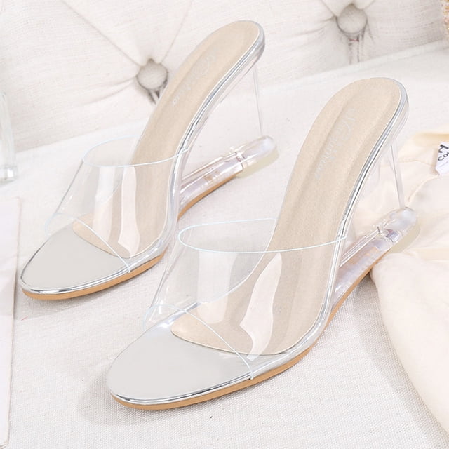 Zapatos transparentes sin cordones con puntera abierta zapatos de vestir sexys transparentes para mujer