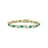 4 1/5 Carat T.G.W. Emerald And White Diamond Accent 14k Gold Over Silver Bracelet