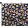 Spoonflower Fabric - Christmas Gingerbread Cookies Snow Snowflakes Winter Holiday Baking Printed on Minky Fabric Fat Quarter - Sewing Quilt Backing Plush Toys