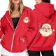 thumbnail image 1 of WILLBEST Sudadera Larga para Mujer, con Estampado Navideño, Cremallera, Manga Larga, Bolsillo y Cordón Ajustable XX-Grande, 1 of 8