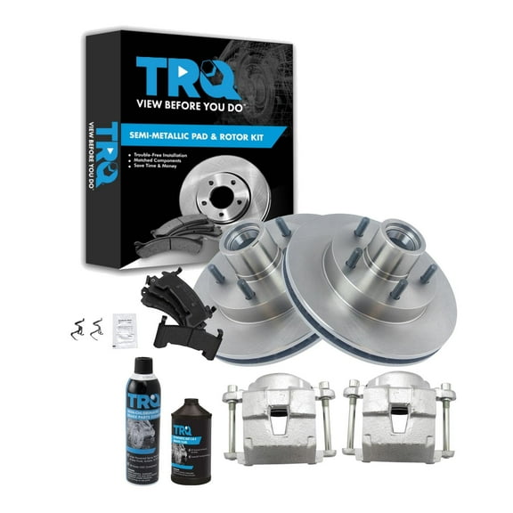 TRQ Front Semi-Met Brake Pad Rotor & Caliper Kit w/Chemicals BKA17181 Fits select: 1994-2002 CHEVROLET S TRUCK, 1994-2003 GMC SONOMA