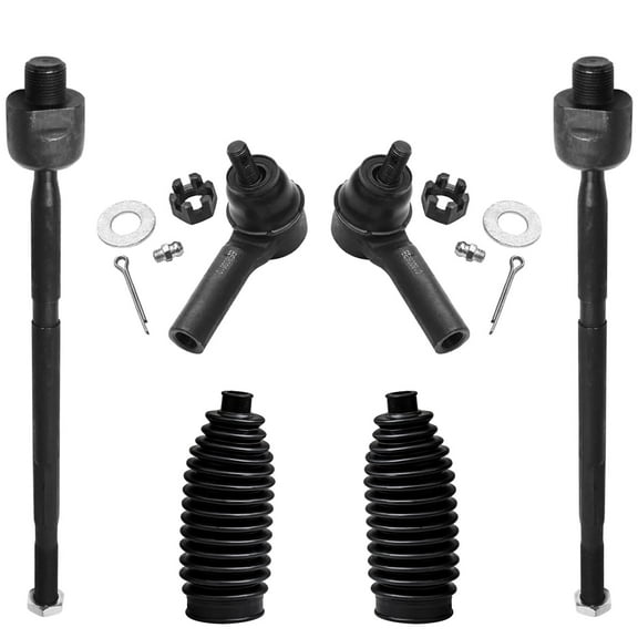 Detroit Axle - Front 6pc Suspension Kit for 07-11 Honda CR-V, 4 Outer and Inner Tie Rods 2 Rack and Pinion Tie Rod Boots 2008 2009 2010 Replacement