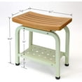thumbnail image 2 of Bali Shower Bench, Teak & Aluminum Shower/Bath/Spa/Patio Stool Bench, Chair/Side Table with Storage Shelf for Indoor/Outdoor, Adjustable TPR Foot Pads,, 2 of 5