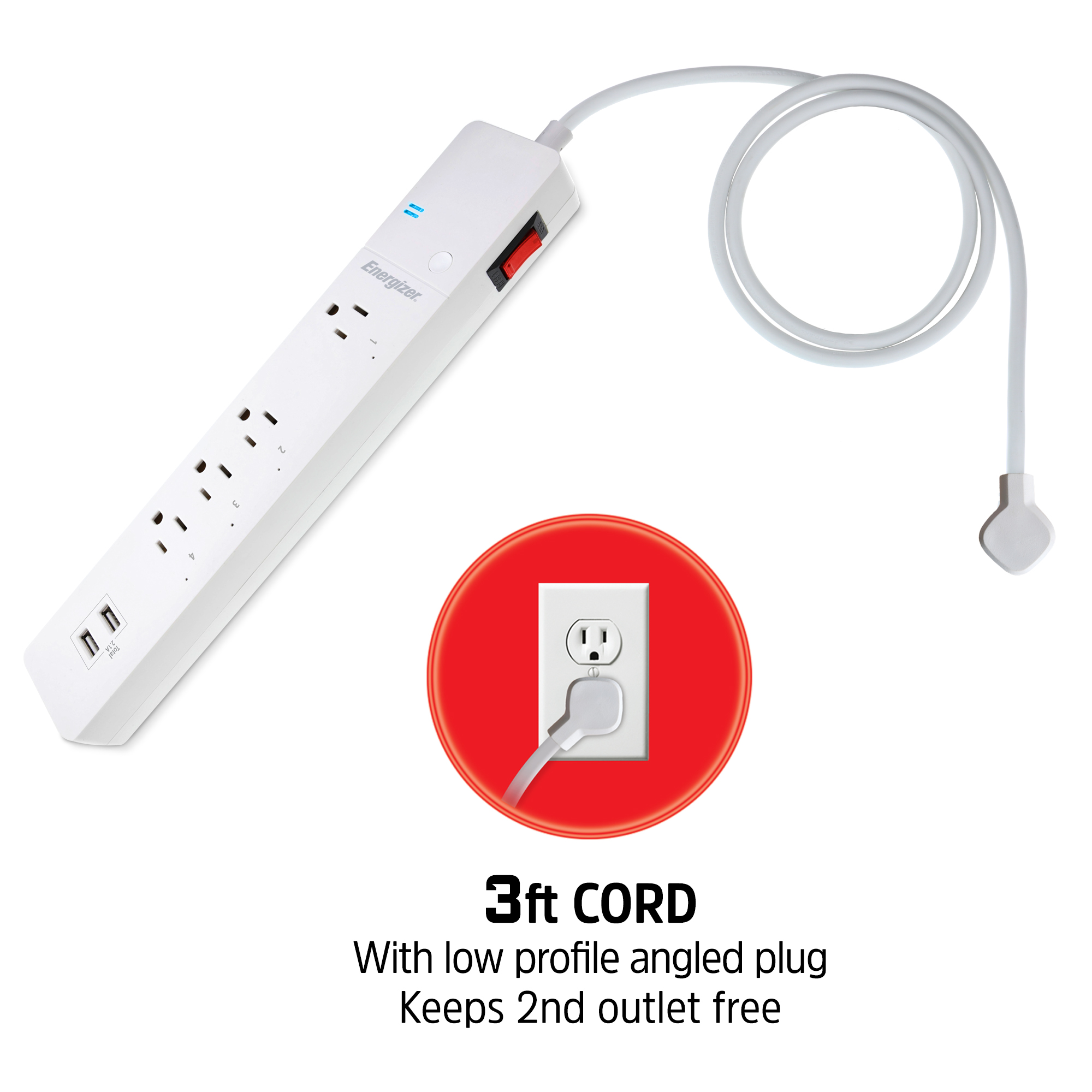 Smart Wi-Fi 4 Outlet 2 USB Power Strip, 1,200 Joules, Powers 4 Separate Items, Charge Compatible Devices