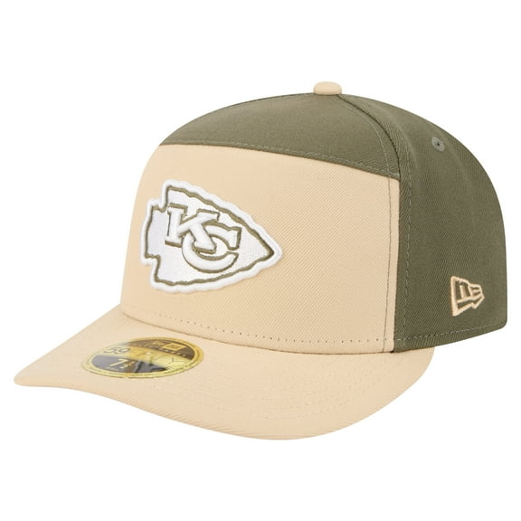 Men's New Era Light Beige/Olive Kansas City Chiefs Two-Tone Color Pack Split Panel 59FIFTY Fitted Hat