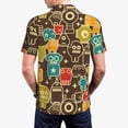 thumbnail image 4 of Balery Robot and Monsters Printed Men’s Short Sleeve Polo Shirt, Midweight Men's Shirt,Golf Polo shirts -Small, 4 of 9