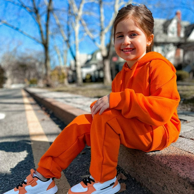 Kids Boys Girls Hooded Tracksuit Pullover Sweatshirt Jogging Pants Set 2 PCS Sweatsuit For Age 2 To 8 Years