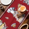 thumbnail image 3 of Red Vintage Gnomes Table Runner - 70 Inch Long Black Checkered Retro Art Cotton and Linen Blended Dress Scarves Farmhouse Table Runner for Kitchen Dining, Coffee Table, 13" x 70", 3 of 8