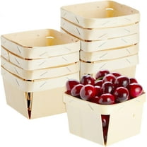 10 Pcs One Pint Wooden Berry Baskets Small Fruit Picking Basket 4" Square Mini Vented Wood Boxes for DIY Picking Fruit Wedding Birthday Party Food Storage Baskets