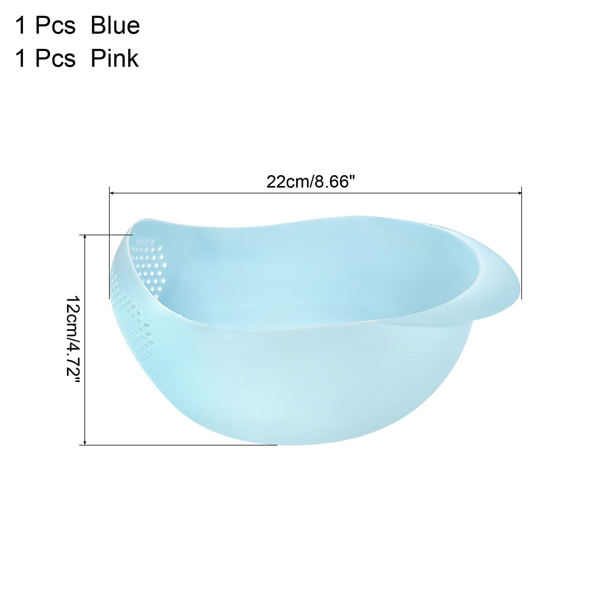 Unique Bargains Kitchen Colander Bowl Set, Plastic Colander Strainer, Washing Bowl and Round Food Strainers for Draining Pasta/Vegetable/Fruit Blue,Pink 22cm x 16.5cm x 12cm