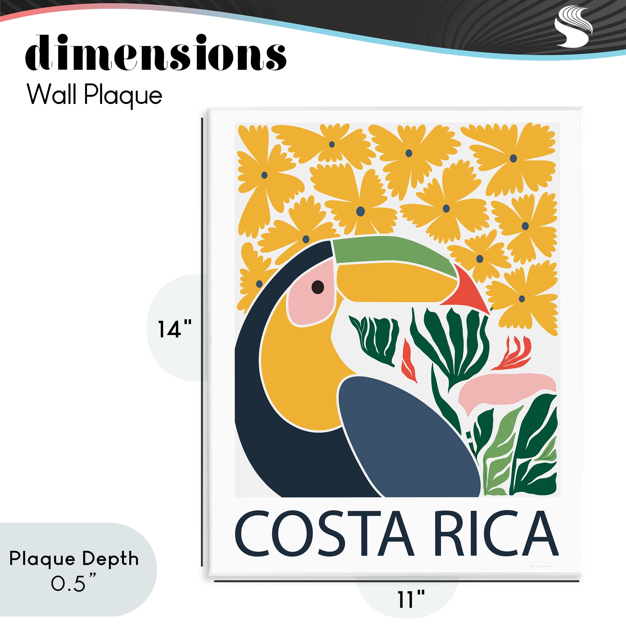 Stupell Industries Tropical Toucan & Flowers Wall Plaque Art, design by Omar Escalante