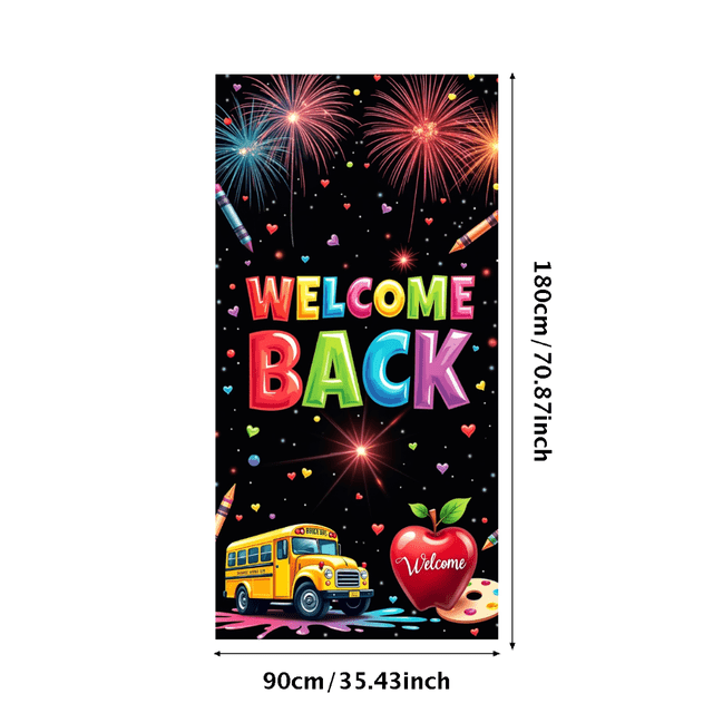 Welcome Back Banner for Office School Decorations with Balloons Colorful Pencils Party Supplies and Festive Backdrop for Event Celebration Classroom Decor