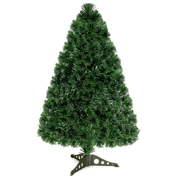 Topbuy 3' Artificial PVC Christmas Tree Pre-lit Mulyi-color Fiber Optic