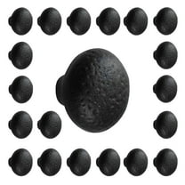 Renovators Supply Black Round Iron Cabinet Knob Pull 1.25" Diameter Antique Black Powder Coated Knobs for Kitchen Cabinet Drawer Pull Handles w/Hardware Pack of 20