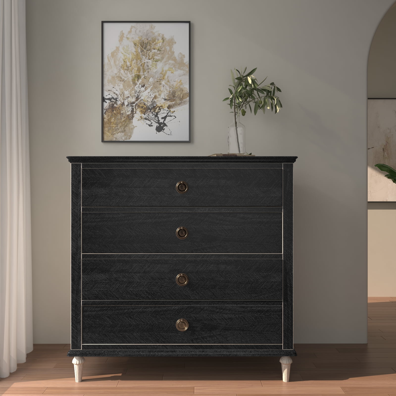 VOLEAAR Black Wood Contact Paper 15.7 x 393.7 Inches Peel and Stick Wallpaper Vinyl Self Adhesive Removable Waterproof Wood Look Grain Wall Paper for Wall Countertop Cabinet
