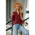 thumbnail image 6 of Anbech Vneck Women Solid Color Shirt Buttons Long Sleeve Blouse Casual Fashion Tops, 6 of 8