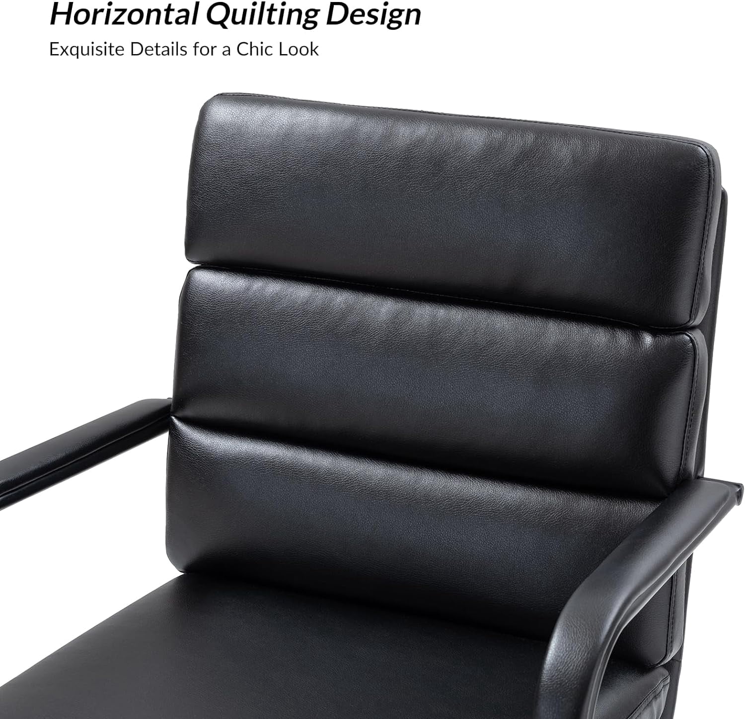 Faux Leather Home Office Chair, Swivel Task Desk Chair with Padded Cushion, Black