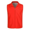 thumbnail image 2 of FUNUONY Fleece Vest Lapel Sleeveless Pockets Zipper Placket Mesh Outdoor Vest Color Work Waistcoat High Visibility Vest Winter Coats for Women Cropped Cardigan for Women Red L, 2 of 6