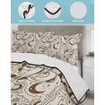 thumbnail image 4 of Quilts Twin-XL Size Bedding Set, Beige Cartoon Cats Lightweight Quilted Comforter, Modern Abstract Art Striped Cats Soft Reversible Bedspread Coverlet with Pillow Covers for All Season, 68" x 98", 4 of 7