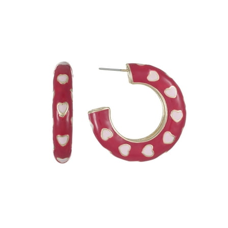 Way to Celebrate Valentine's Day Red Hoop Earrings, 1 Pair