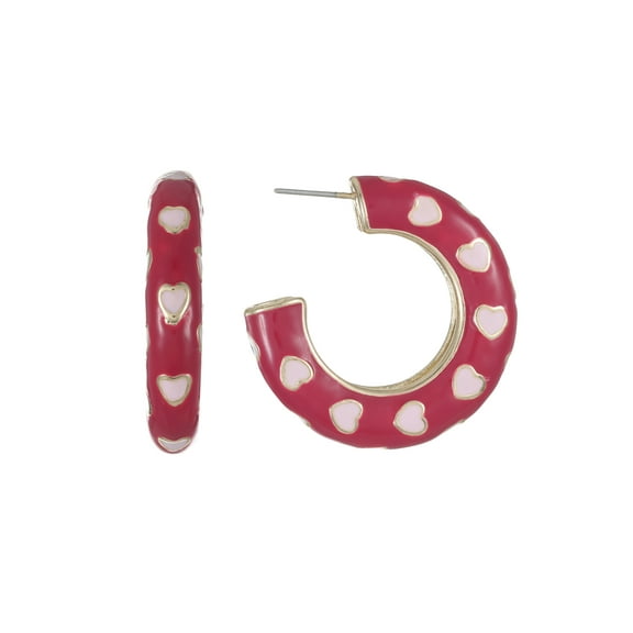Way to Celebrate Valentine's Day Red Hoop Earrings, 1 Pair