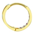 thumbnail image 3 of Wellingsale Ladies 14k Yellow Gold Polished 5mm 3 Line Red CZ Channel-set Hoop Huggies Earrings (11 x 11 mm), 3 of 7