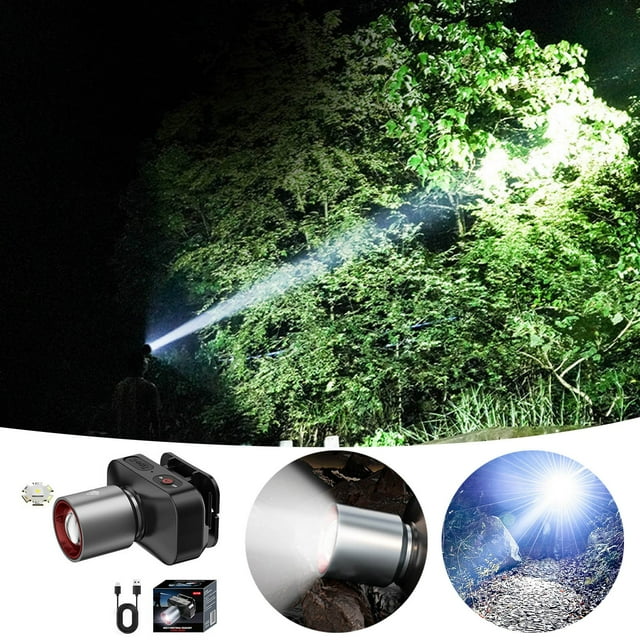 High Power Rechargeable LED Headlamp for Outdoor Adventures with Adjustable Focus and Design