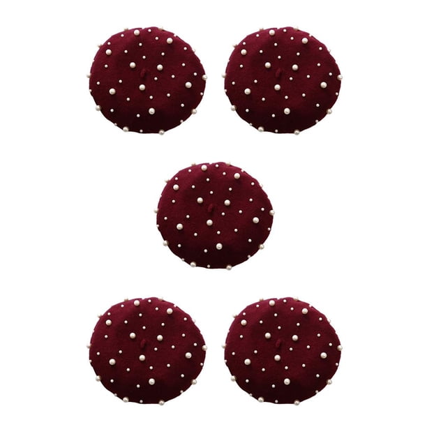 Qarigey Boina Tejido satinado Diseño de moda casual Sombrero Beanie Gorras vino rojo vino rojo 5Conjunto