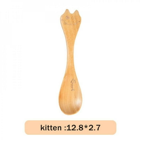 

Promotion!Natural Color Natural Wooden Cartoon Animal Children Spoon Wooden Kitchen Cooking Spoon For Children