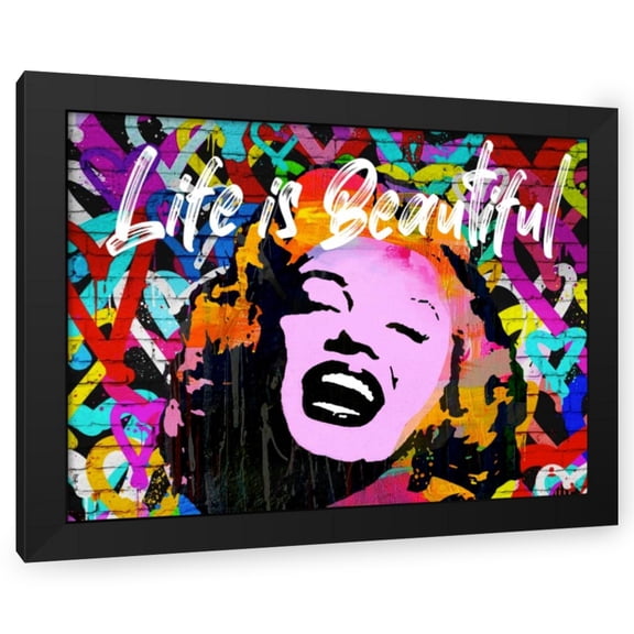 Stephen Chambers 24x19 Black Modern Wood Framed Wall Art Titled - Marilyn Life Is Beautiful