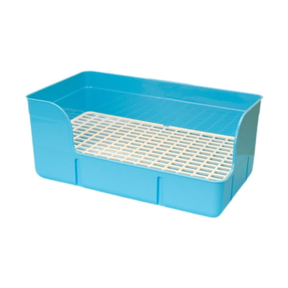 Caja de arena de conejo mascota caja de ropa de cama de baño para ratas de hámster animales pequeños azul
