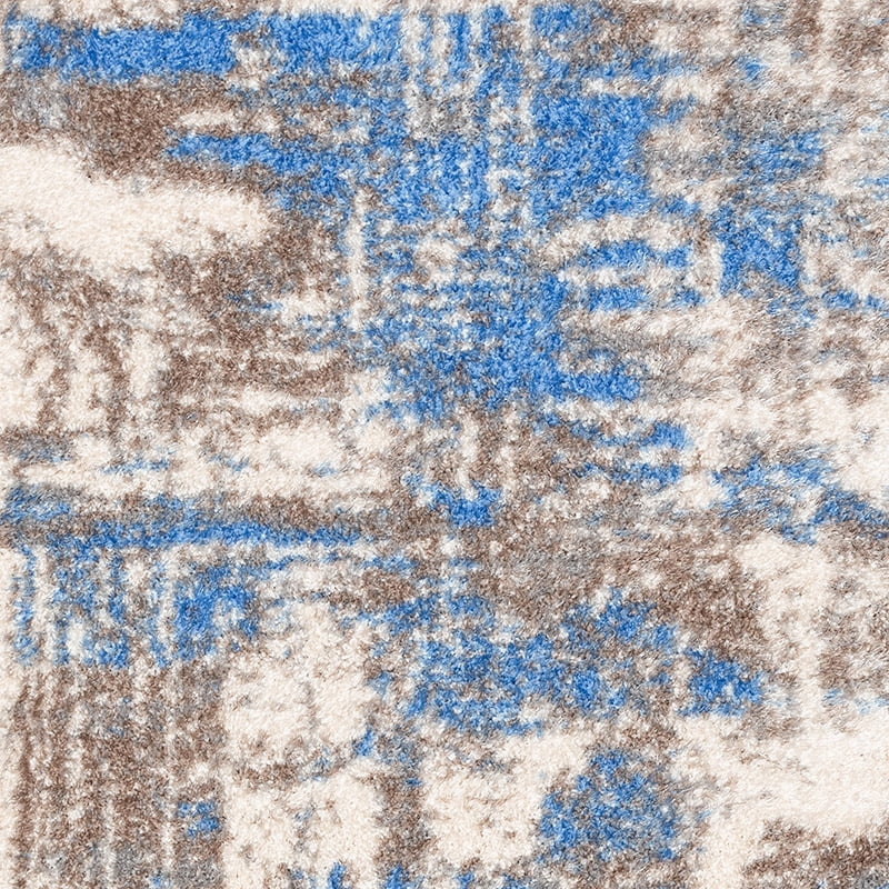 Well Woven Canyon Sariah Glam Shag Abstract Ivory Blue 2'3" x 7'3" Runner Rug