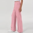 thumbnail image 4 of ZHYou No Boundaries Womens Wide Leg Sweatpants,High Waisted Baggy Pants,Fashion Drawstring Athletic Joggers,Pink,Size M, 4 of 8