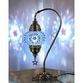 thumbnail image 6 of DEMMEX Authentic Turkish Lamp, Made in Turkey, Turkish Moroccan Mosaic Table Bedside Lamp, 100% Handcrafted, Antique Brass (Blue), 6 of 8