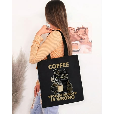 vintage Black Cat Coffee Because Murder Is Wrong Vintage Men s Short Sleeve Tote Bag S-5X-TH30257