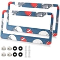 thumbnail image 2 of Coolnut Rugby Pattern 2 Holes Car License Plate Frames 2PCS, Car License Plate Holder with Screw Caps Cover Set Automotive Exterior Parts Decoration for US Vehicles, 2 of 7