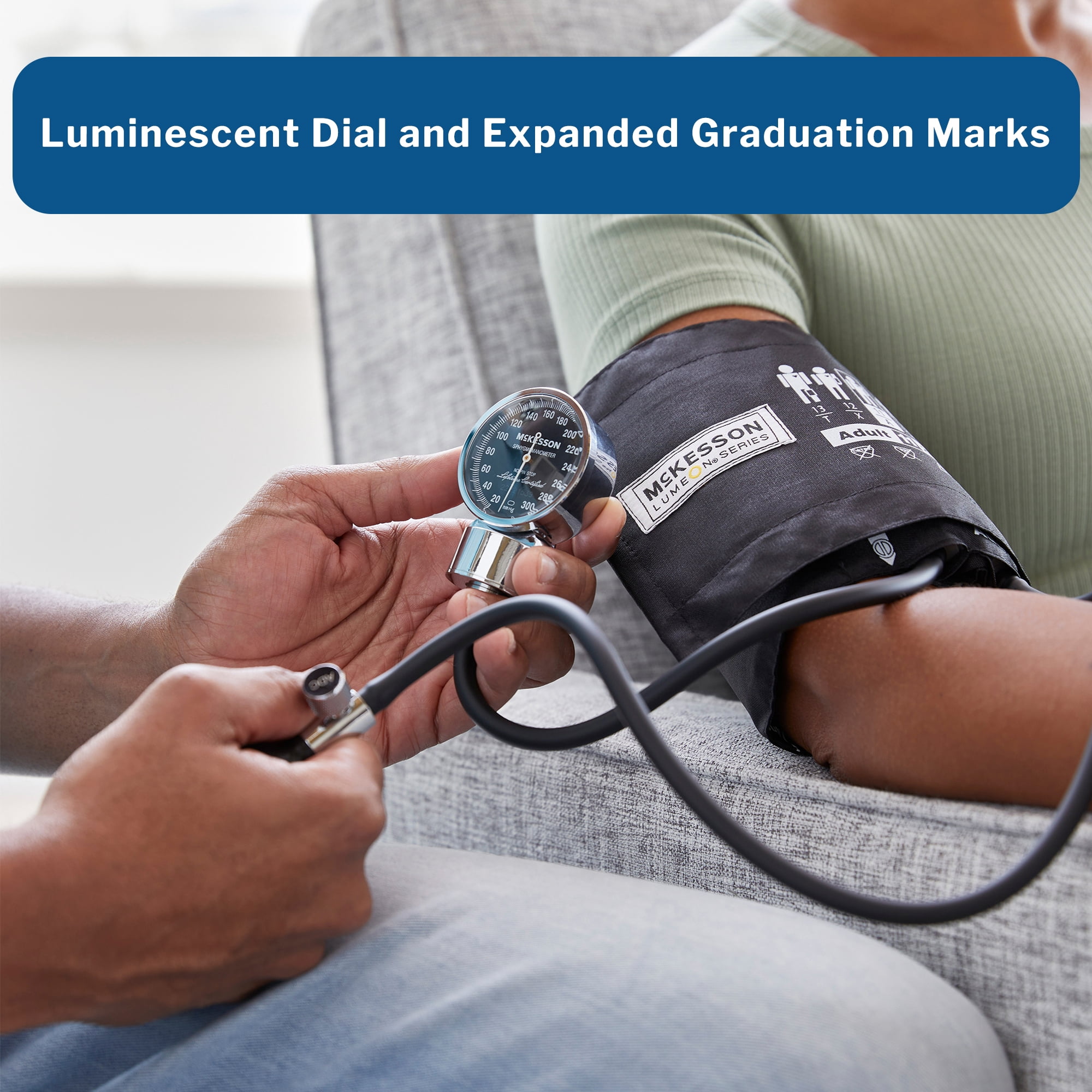 McKesson Lumeon Arm Aneroid Sphygmomanometer Blood Pressure Monitor for Adults, 1 Ct
