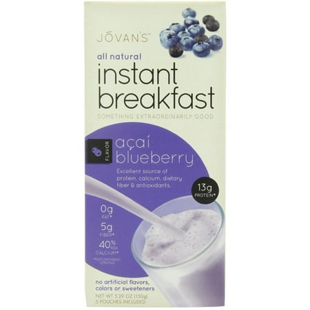 Jovan's Acai Blueberry Bounty Instant Breakfast Beverage, 5 count, 5.29 oz, (Pack of 6)