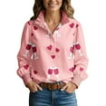 thumbnail image 2 of Heart Blouses for Women Valentine Button Up Casual Lapel Collared Long Sleeve Dressy Shirts Cute Outfits, 2 of 4