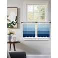 thumbnail image 3 of Blue Ombre Tier Curtains 24 Inch Length,Sheer Curtains for Bedroom Living Room Window Modern Abstract Art Farmhouse Striped Rod Pocket Drapes Kitchen Curtains Small Half Window 27.5"x24" 2 Panels, 3 of 6