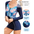 thumbnail image 4 of FEOYA Women's One Piece Rash Guard Swimsuits Long Sleeve Athletic Boyleg Bathing Suit Zip Modest Sun Protection Unitard Swimwear Sport Beachwear Built-in Bra L, 4 of 6
