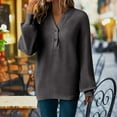 thumbnail image 4 of Samickarr Hoodless Pullover for Women Button V-Neck Long-Sleeved Loose Solid Color Sweater Shirts, 4 of 9
