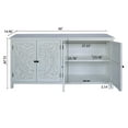 thumbnail image 2 of AENKYO 60" Vintage Accent Cabinet with Carved Doors, Adjustable Shelves, Entryway Sideboard Buffet Cabinet, Antique White, 2 of 9
