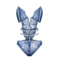 thumbnail image 5 of HUPOM Seamless Underwear for Women Mid Waist Belt Jumpsuit Sleep Bodysuit on Clearance Blue Size L, 5 of 8