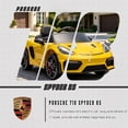 thumbnail image 3 of iYofe Porsche 718 Ride On Car for Kids, 12V Electric Car with Remote Control,Battery Powered Ride On Car for Toddlers Ages 3–6 Boys Girls Gift, 4 Wheel Suspension, Bluetooth, Music, LED Light, Yellow, 3 of 9