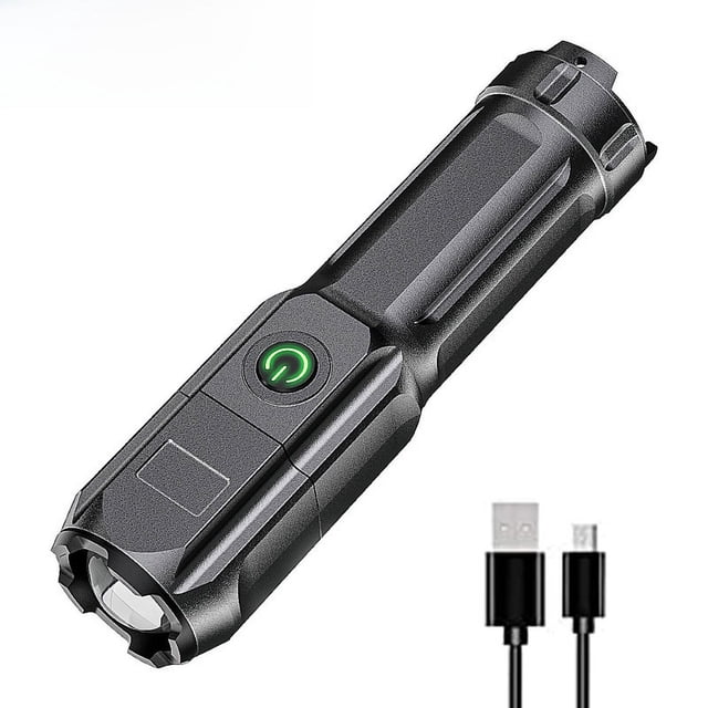 Linterna de luz potente con zoom para exteriores, multifuncional, portátil, pequeña linterna para el hogar, iluminación con zoom telescópico
