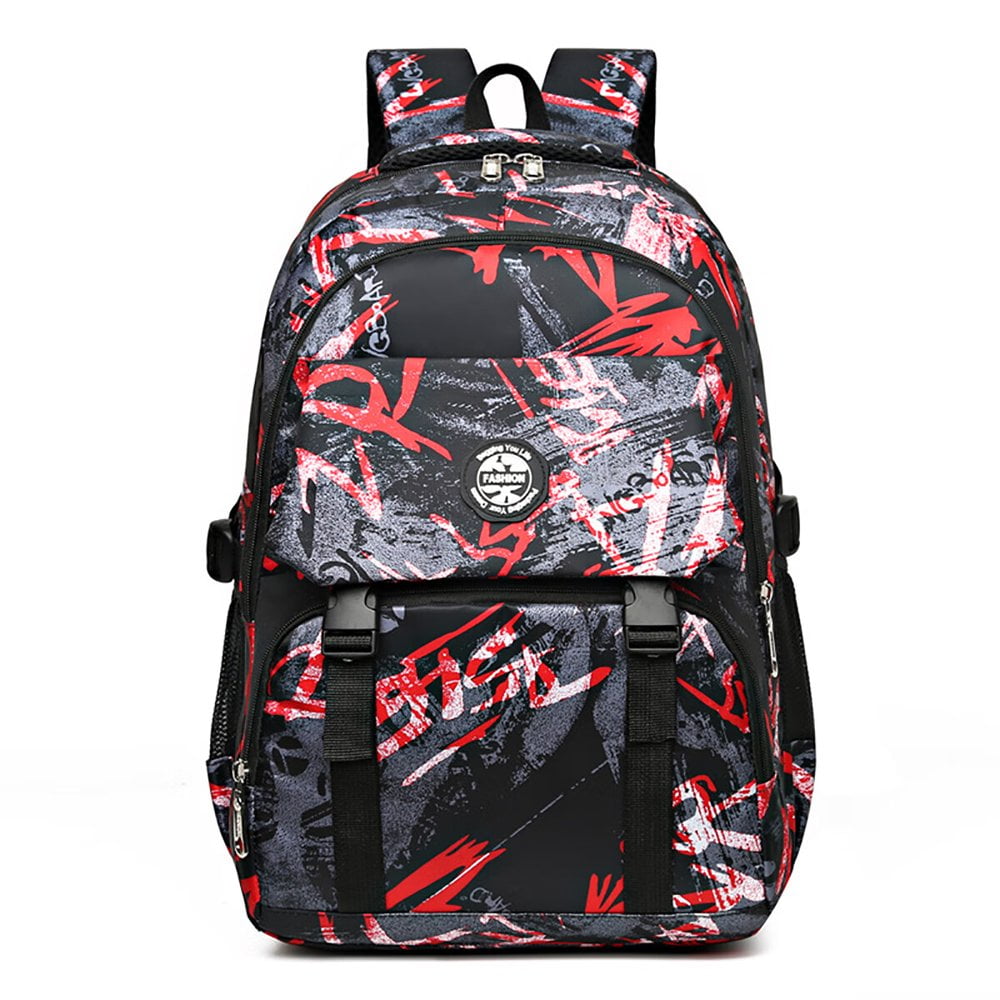 Mochila escolar para niños, ligera y grande, con compartimento para laptop, roja 7