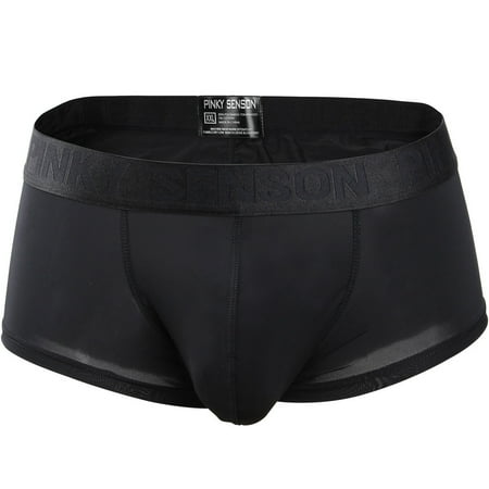 

Toyella U Convex Ice Silk Close-fitting Low Waist Solid Color Large Size Elastic Boxer Black XXL
